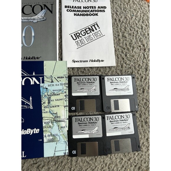 Falcon 3.0 (PC, 1991) Spectrum HoloByte 3.5" floppy with Flight Manual & Maps - Picture 7 of 8